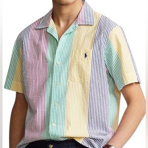 Polo Ralph Lauren Men’s XLT Seersucker Wrinkle Stripe Short Sleeve Shirt NWT